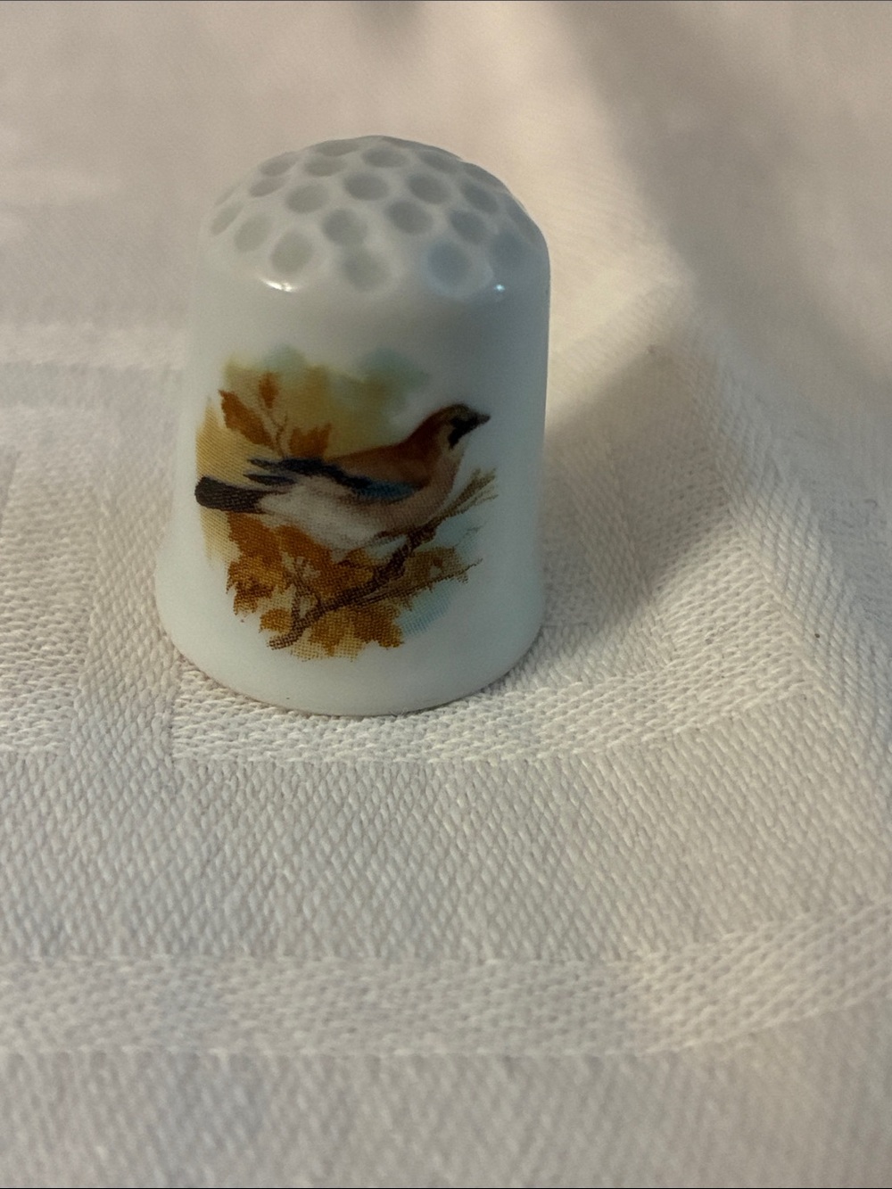 Vintage Limoges France Porcelain Bird Thimble Fleurette Sewing